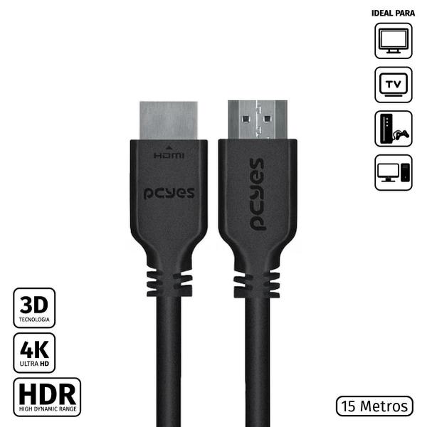 Imagem de Cabo Hdmi 2.0 4K 30Awg Puro Cobre 15 Metros - Phm20-15