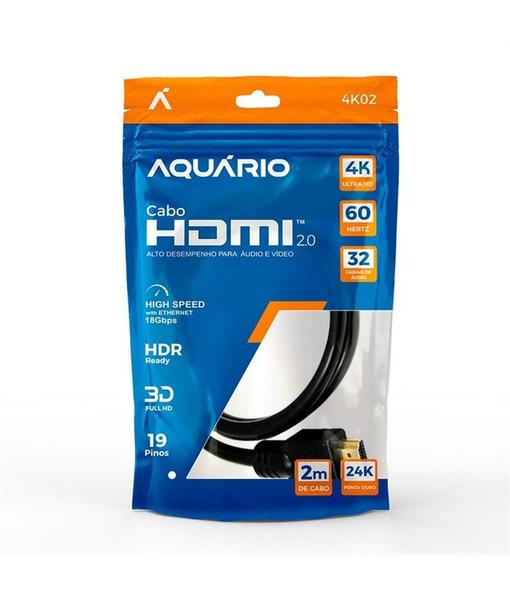 Imagem de Cabo Hdmi 2.0 4k 3D 2m Banhado Ouro Smart TV Projetor PC Dvd