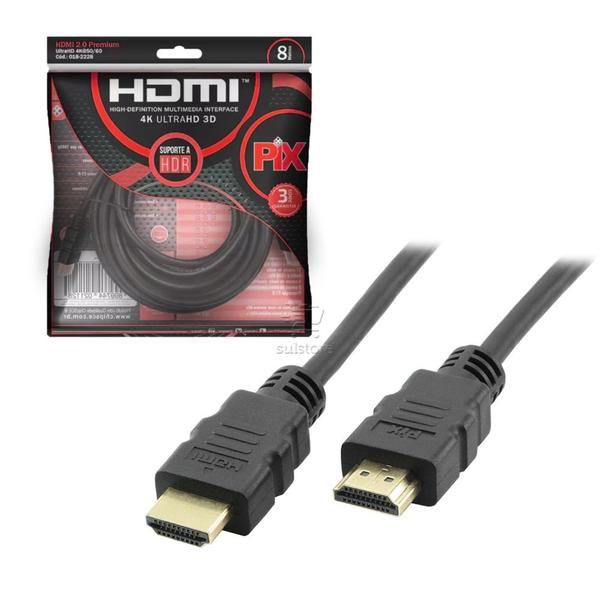 Imagem de Cabo Hdmi 2.0 4k 3d Ultrahd 19 Pinos  3 Metros