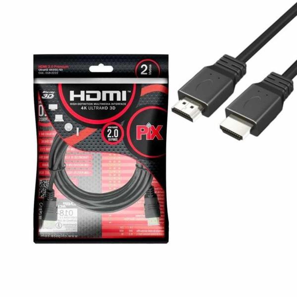 Imagem de Cabo Hdmi 2.0 4k 3d Ultrahd 19 Pinos Chip 2 Metros - Lehmox