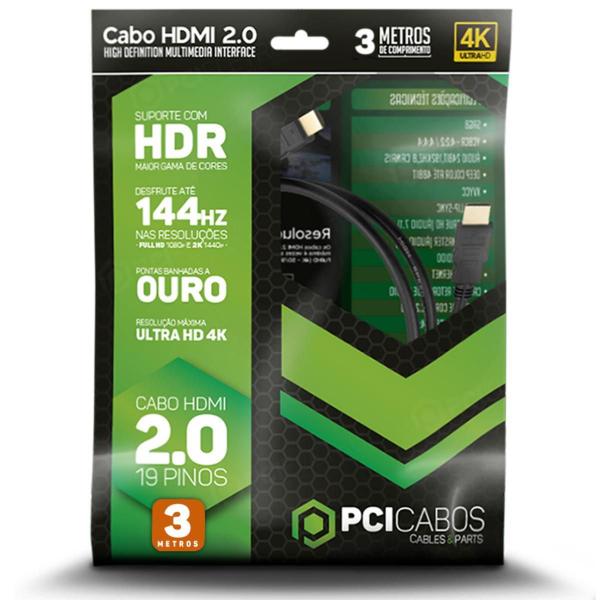 Imagem de Cabo Hdmi 2.0 4K 50/60Hz 2160P 3 Metros