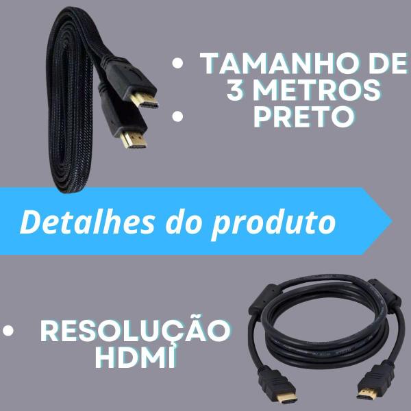 Imagem de Cabo Hdmi 2.0 4k Blindado 3m Ponta Gold - Entrega Rápida