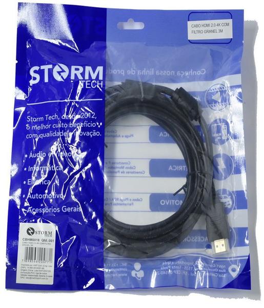 Imagem de Cabo HDMI 2.0 4K com filtro 3M CBHM0018 Storm