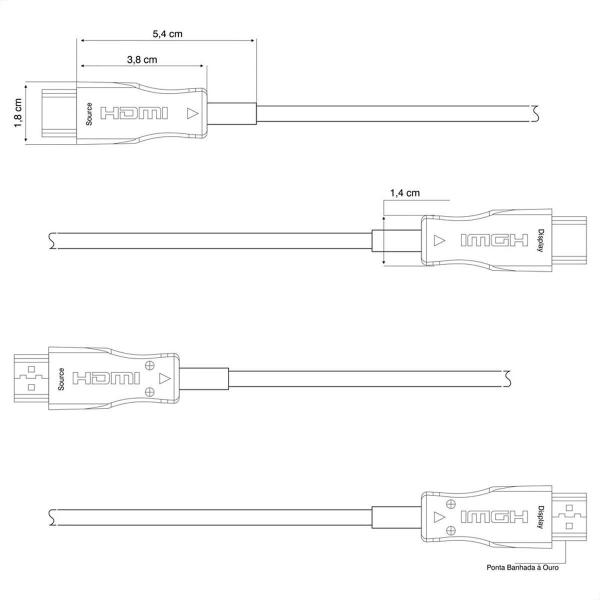 Imagem de Cabo Hdmi 2.0 4K Fibra Óptica - 60 Metros