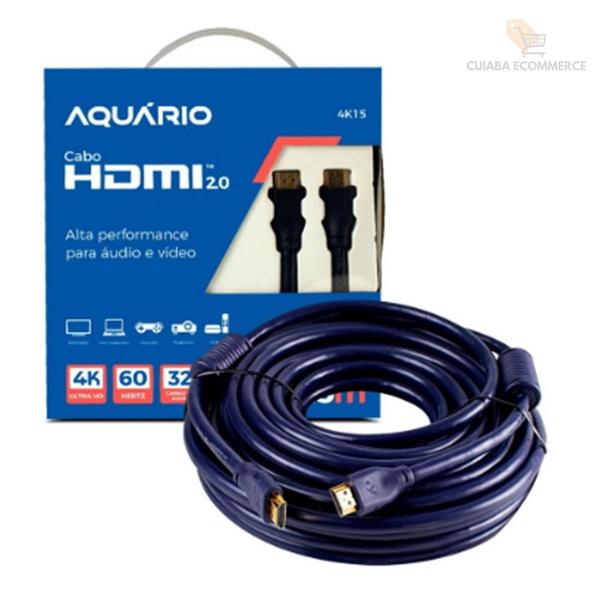 Imagem de Cabo hdmi  2.0 4K Hd 15 Metros Conectores Folheado