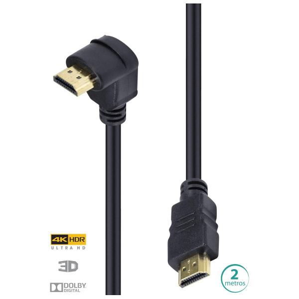 Imagem de Cabo Hdmi 2.0 4k Ultra Hd 3d Conexão Ethernet 90º 2 M