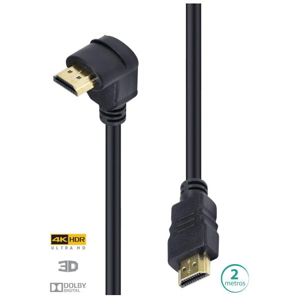 Imagem de Cabo Hdmi 2.0 4k Ultra Hd 3d Conexão Ethernet Com 01 Conector 90º 2 Metros - H2090-2