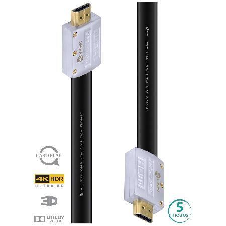 Imagem de Cabo Hdmi 2.0 4k Ultra Hd 3d Conexão Ethernet Flat Com Conector Desmontável 5 Metros - H20fl-5