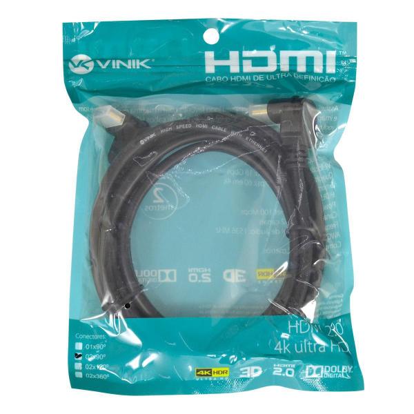 Imagem de Cabo Hdmi 2.0 4K Ultra Hd 3D Ethernet Conector 90º 2 M