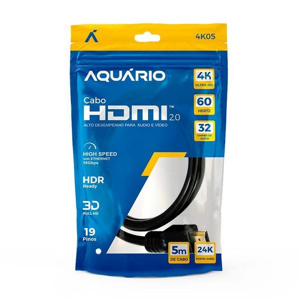 Imagem de Cabo Hdmi 2.0 5m Metros Mts 4k 3d Full Hd Smart 