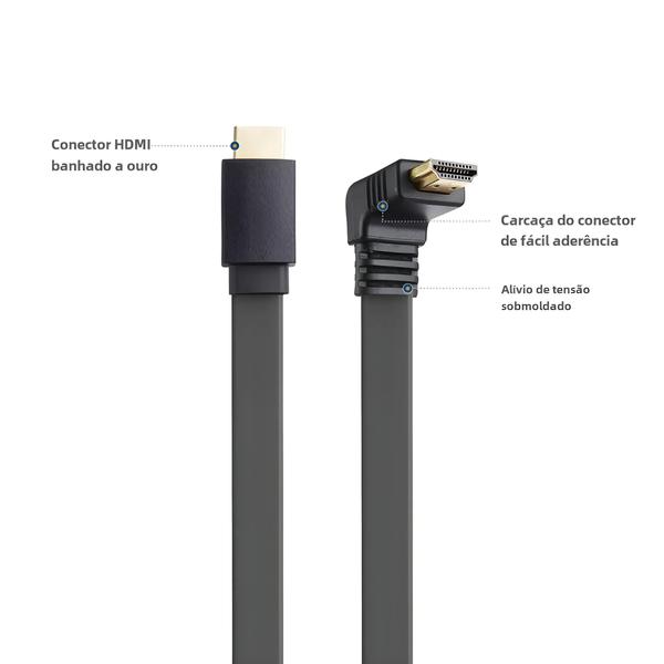 Imagem de Cabo HDMI 2.0 Angular 90° (30cm) - 4K 60Hz - Plano