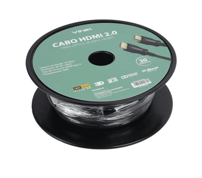 Imagem de Cabo HDMI 2.0 Fibra Optica 4K 60HZ 18GBPS 30 Metros Vinik - HFO20305