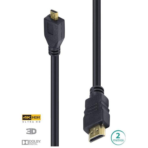 Imagem de Cabo HDMI 2.0 para Micro HDMI 4K Vinik, 2 Metros - 29255