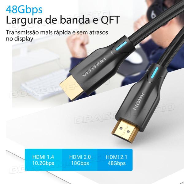 Imagem de Cabo Hdmi 2.1 8k 3d Super Ultra Hd 1m Para Pc Tv Not Monitor