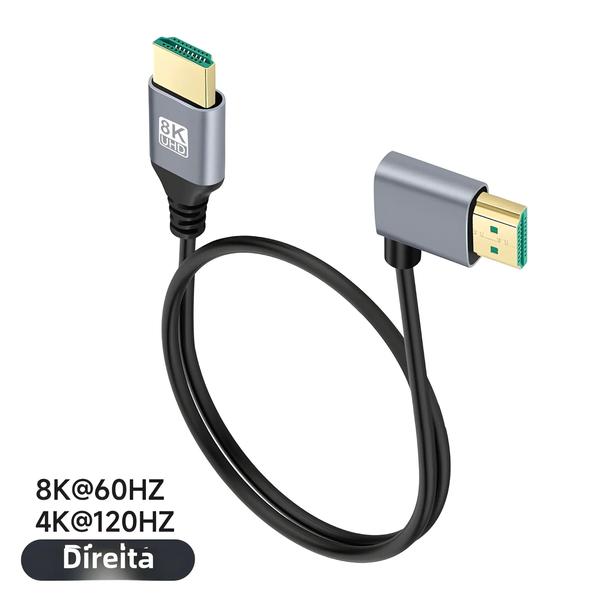 Imagem de Cabo HDMI 2.1 8K 60Hz/4K 120Hz - 90 Graus - EARC/ARC/HDCP - Ultra Alta Velocidade HDR