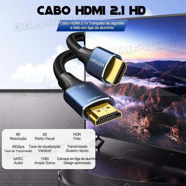 Imagem de Cabo Hdmi 2.1 8k E 4k Ultrahd 120hz Blindado 1 Metro Hs8k60