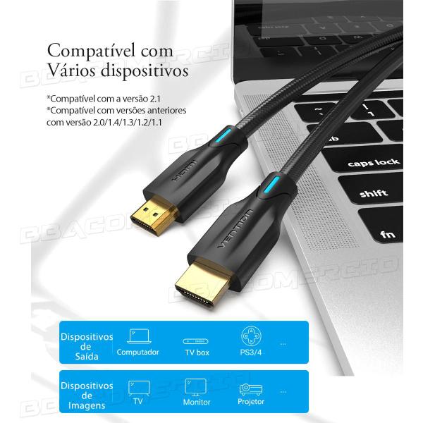 Imagem de Cabo Hdmi 2.1 8k Gold Ultra Hd Consoles Jogos 3 Metros