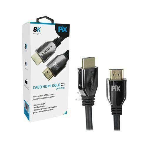 Cabo Hdmi 2.1 8K Hdr Ultra Hd Dinâmico 1,5 Metro - PIX Imagem de Cabo Hdmi 2.1 8K Hdr Ultra Hd Dinâmico 1,5 Metro