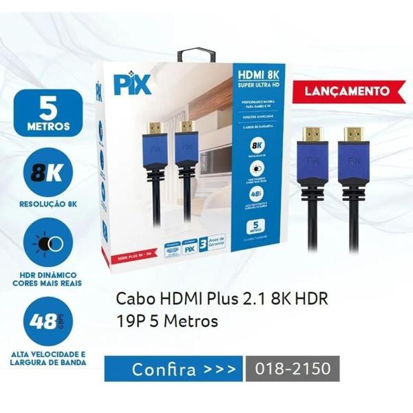 Imagem de Cabo Hdmi 2.1 Dinâmico Hdr 4k 144hz / 8k 120hz 5 Metros Pix - CHIPSCE