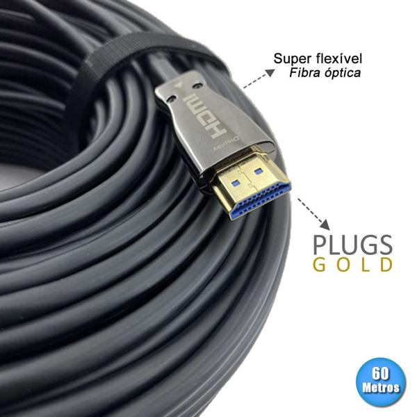 Imagem de Cabo HDMI 2.1 Fibra óptica 8k 48Gb HDR10 de 60 Metros