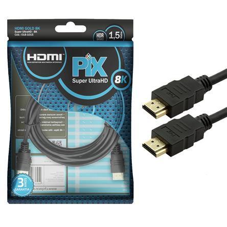 Imagem de Cabo HDMI 2.1 Gold 8K Ultra HD e HDR Dinâmico 1,5 Metros - 018-1015 Chip SCE Pix