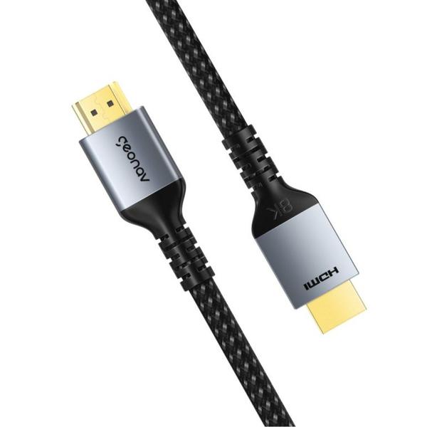 Imagem de Cabo hdmi 2.1 nylon trançado 3m compatível c/ resolução 8k cinza geonav