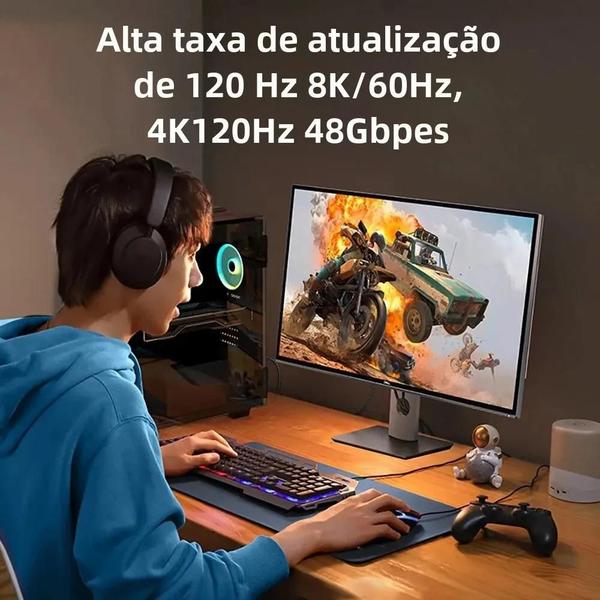 Imagem de Cabo HDMI 2.1 Ultra Alta Velocidade 8K@60Hz/4K@120Hz - HDR10+ Dolby Vision 48Gbps - Compatível com Xiaomi Mi