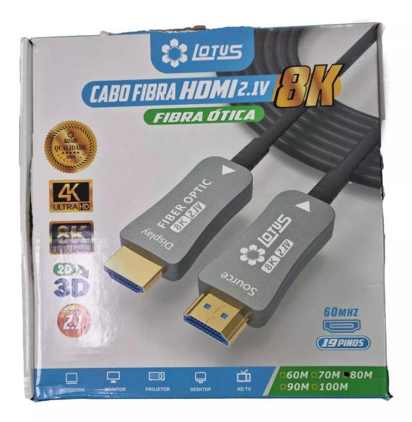 Imagem de Cabo Hdmi 2.1v Fibra Ótica Ultra Hd 8k 120hz 80 Metros