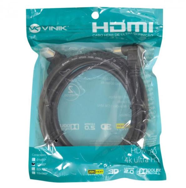 Imagem de Cabo HDMI 2 Metros 2.0 4K, Conector 90