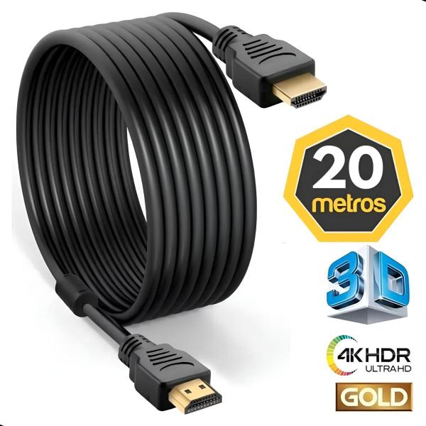 Imagem de Cabo Hdmi 20 Mts Full Hd 1080p Blindado 19 Pinos Pc Videogame 1,4v 3D