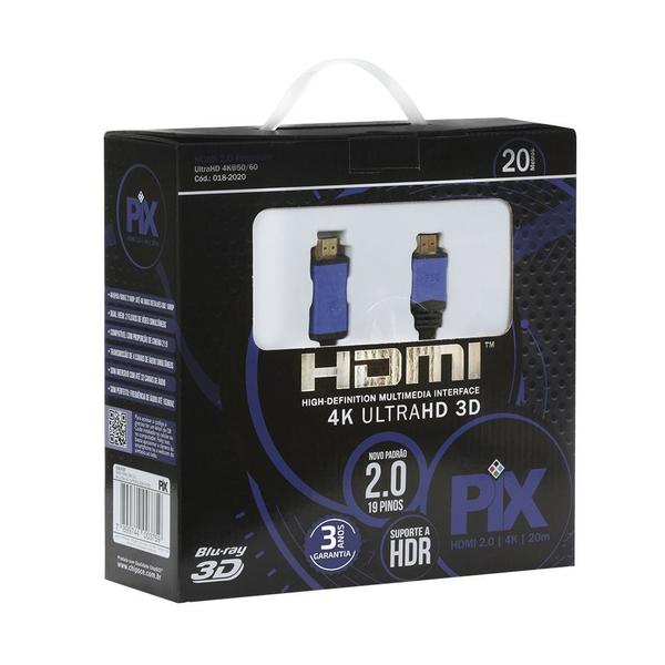 Imagem de Cabo Hdmi 20m C/ Filtro 2.0 4k Ultra Hd 3d 19 Pinos 018-2020