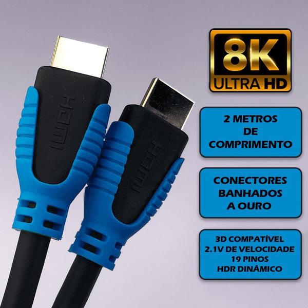 Imagem de Cabo HDMI 2M 8k 2.1 Brasforma HDMI-8102 Ultra HD 19 pinos