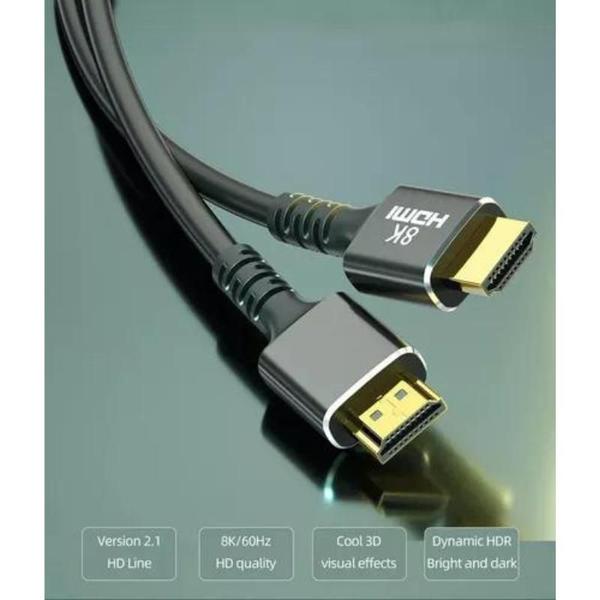 Imagem de Cabo Hdmi 2m 8k 60hz Ultra Hd Gold 2.1 E 4k 120hz 2 Metros