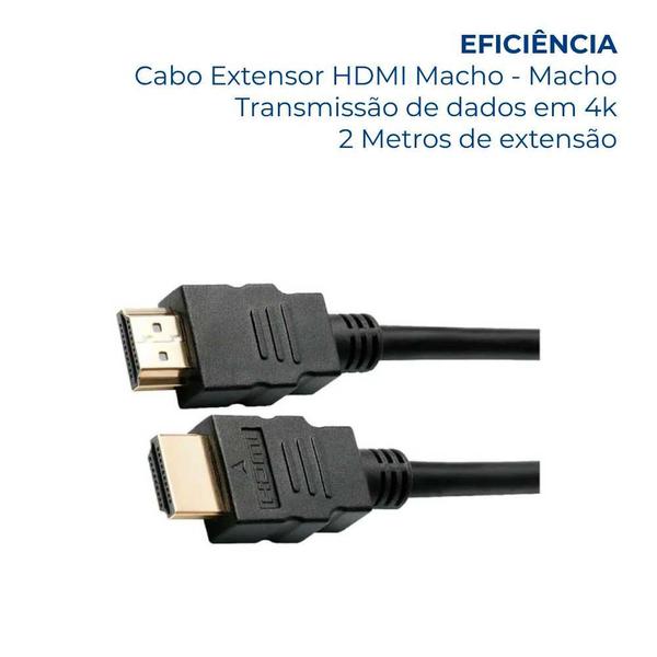 Imagem de Cabo Hdmi 2m Metros 4k Ultra HD TV PC Gamer Video Game