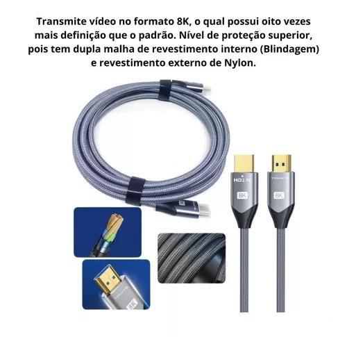 Cabo Hdmi 3 8K 3d Full Hd 1080 3 Metros Kap - Tomate Imagem de Cabo Hdmi 3 8K 3d Full Hd 1080 3 Metros Kap