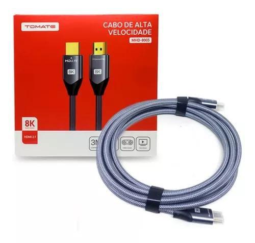 Cabo Hdmi 3 8K 3d Full Hd 1080 3 Metros Kap - Tomate Imagem de Cabo Hdmi 3 8K 3d Full Hd 1080 3 Metros Kap