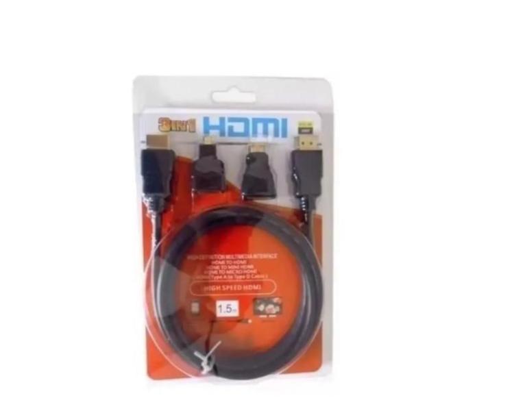 Imagem de Cabo Hdmi 3 Em 1 Adaptador Hdmi Micro E Mini 1.5M 1080P