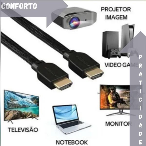 Imagem de Cabo Hdmi 3 Metros Gold Full Hd Tv 3d 4k Revestimento Duplo