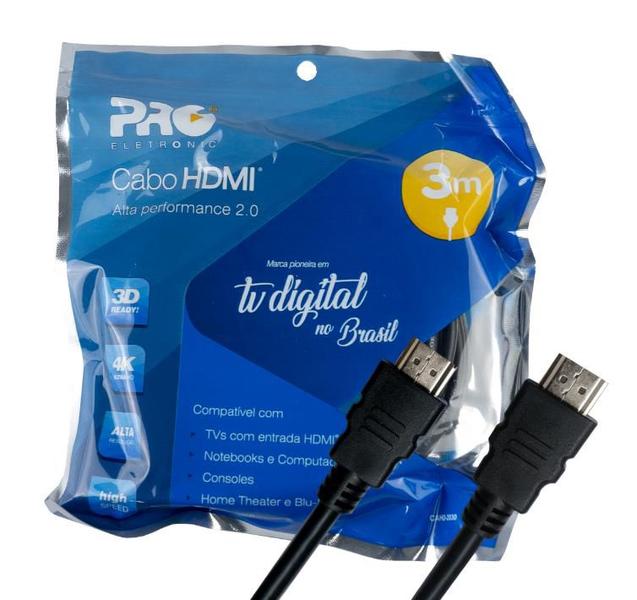 Imagem de Cabo HDMI 3MT 4K - Ultra HD (Proeletronic)