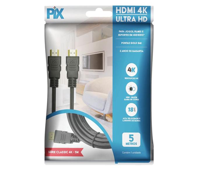 Imagem de Cabo hdmi 5 metros 4k - 2.0 - hdr - pix