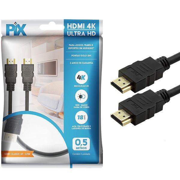 Imagem de Cabo HDMI 50CM 2.0 4K ULTRA HD 19PINOS PIX 018-2220