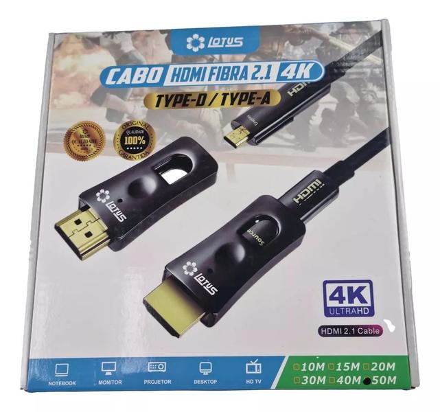 Imagem de Cabo Hdmi 50m 4k Ultra Hd Hibrido Fibra 2.1 Tipo-d / Tipo-a