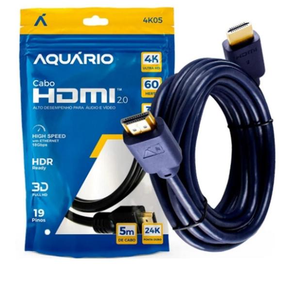 Cabo Hdmi 5M Banhado A Ouro: Imagem 4K De Alto Desempenho - A.R Variedades Mt Imagem de Cabo Hdmi 5M Banhado A Ouro: Imagem 4K De Alto Desempenho