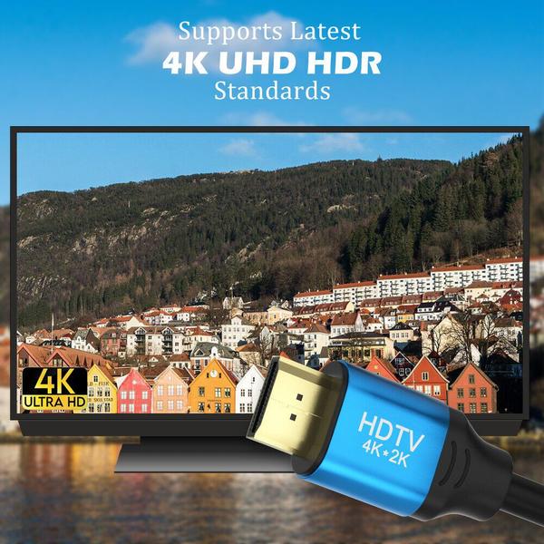 Imagem de Cabo HDMI 5m Metros 4K 2K 2.0 UHD 1080p Dourado Smart TV Monitor Projetor Notebook