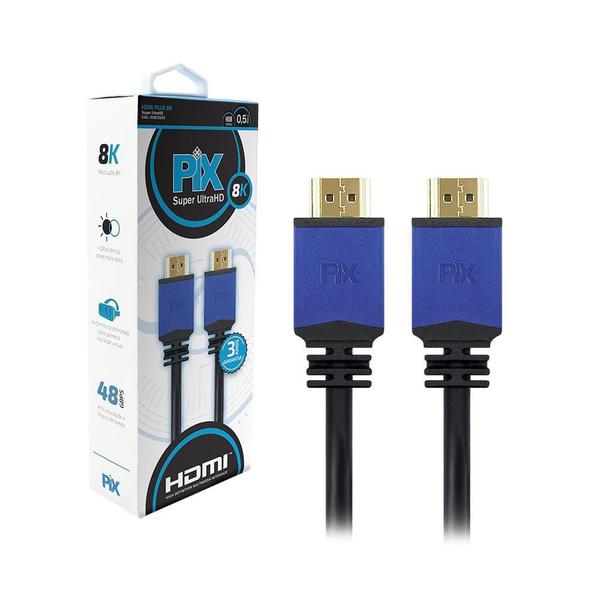 Imagem de Cabo Hdmi 8K 2.1 Super Ultrahd Pix 0,5 Metros 018-2155