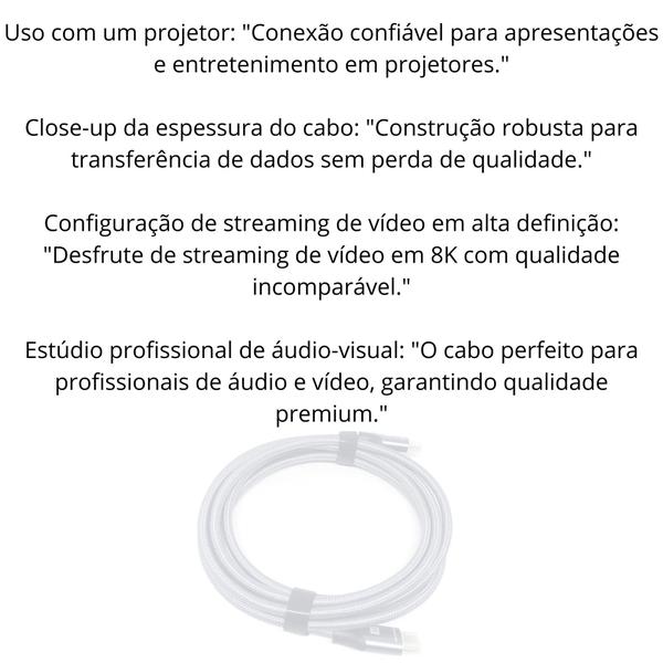 Imagem de Cabo HDMI 8K 3 Metros Ultra High Speed 48Gbps HDMI 2.1 com Conectores Folheados a Ouro