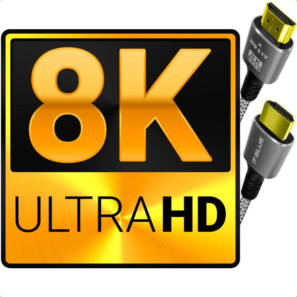 Imagem de Cabo Hdmi 8K2.1 Ethernet Conector Banhados a ouro 3M Velocidade de Até 48GBPS 