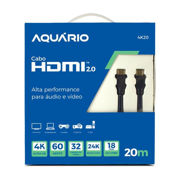 Imagem de Cabo HDMI Aquário 2.0 4k 20 metros Full HD 3D Blindado 4K20