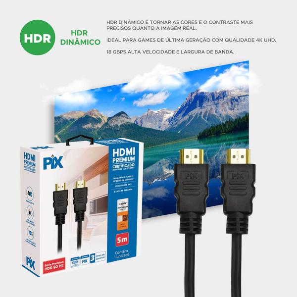 Imagem de Cabo Hdmi C/ Certificação Ultra High Speed Premium 5 Metros