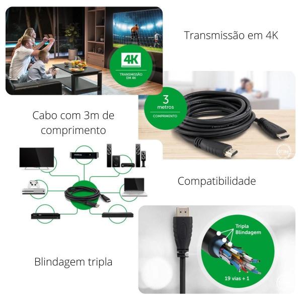 Cabo Hdmi Ch 2030 Intelbras 2.0 Cabo Com 3M De Comprimento Imagem de Cabo Hdmi Ch 2030 Intelbras 2.0 Cabo Com 3M De Comprimento